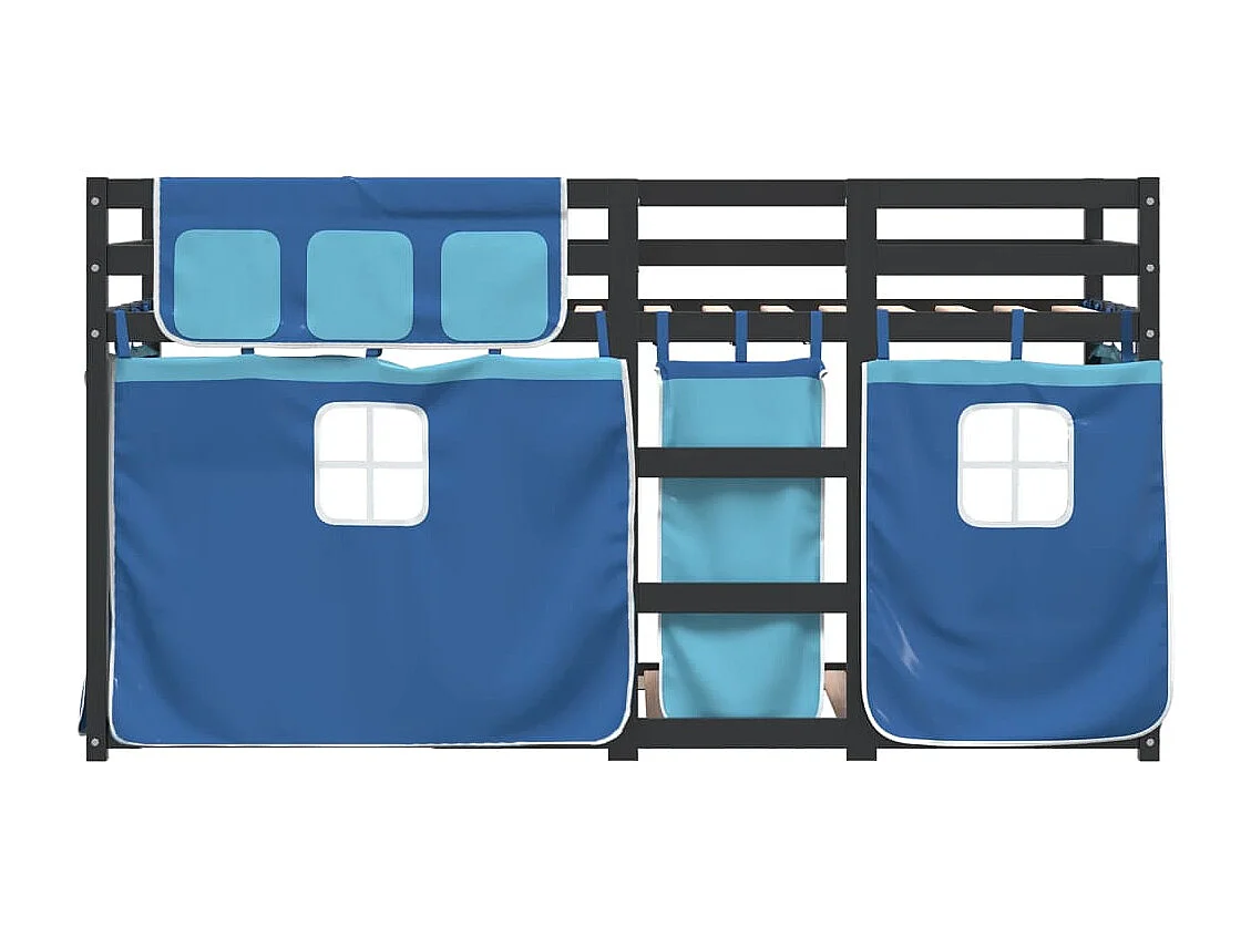 Letto a Castello senza Materasso Blu 90x190cm Massello Pino