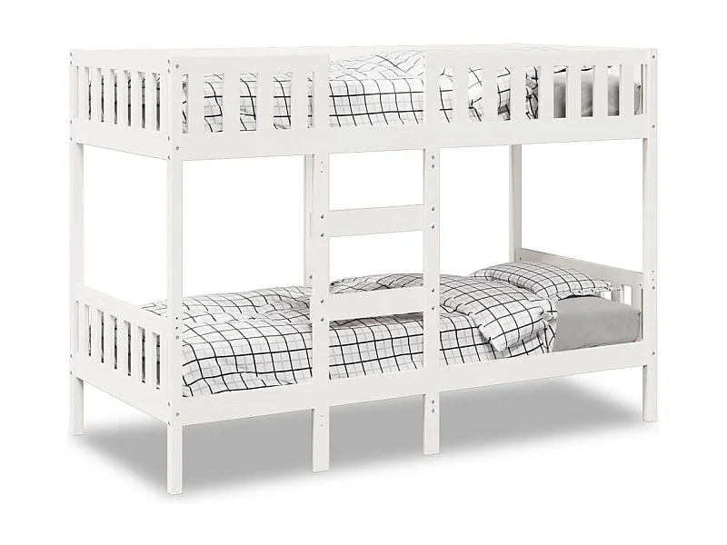 Letto a Castello Bianco 80x200 cm in Legno Massello di Pino