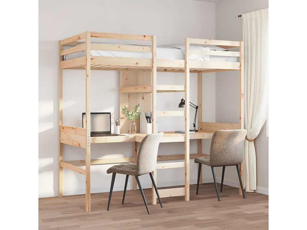 Cadre de lit superposé sans matelas 90x190cm bois de pin massif