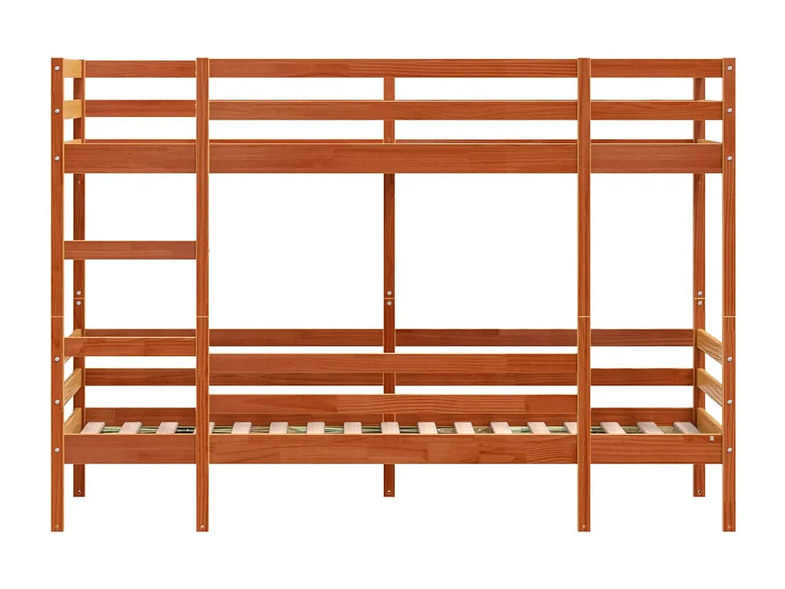 Litera de madera maciza de pino marrón cera 90x190 cm