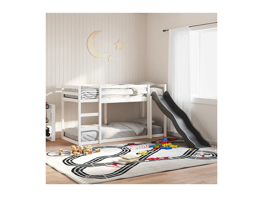 Lit superposé avec toboggan et échelle sans matelas 80x200 cm
