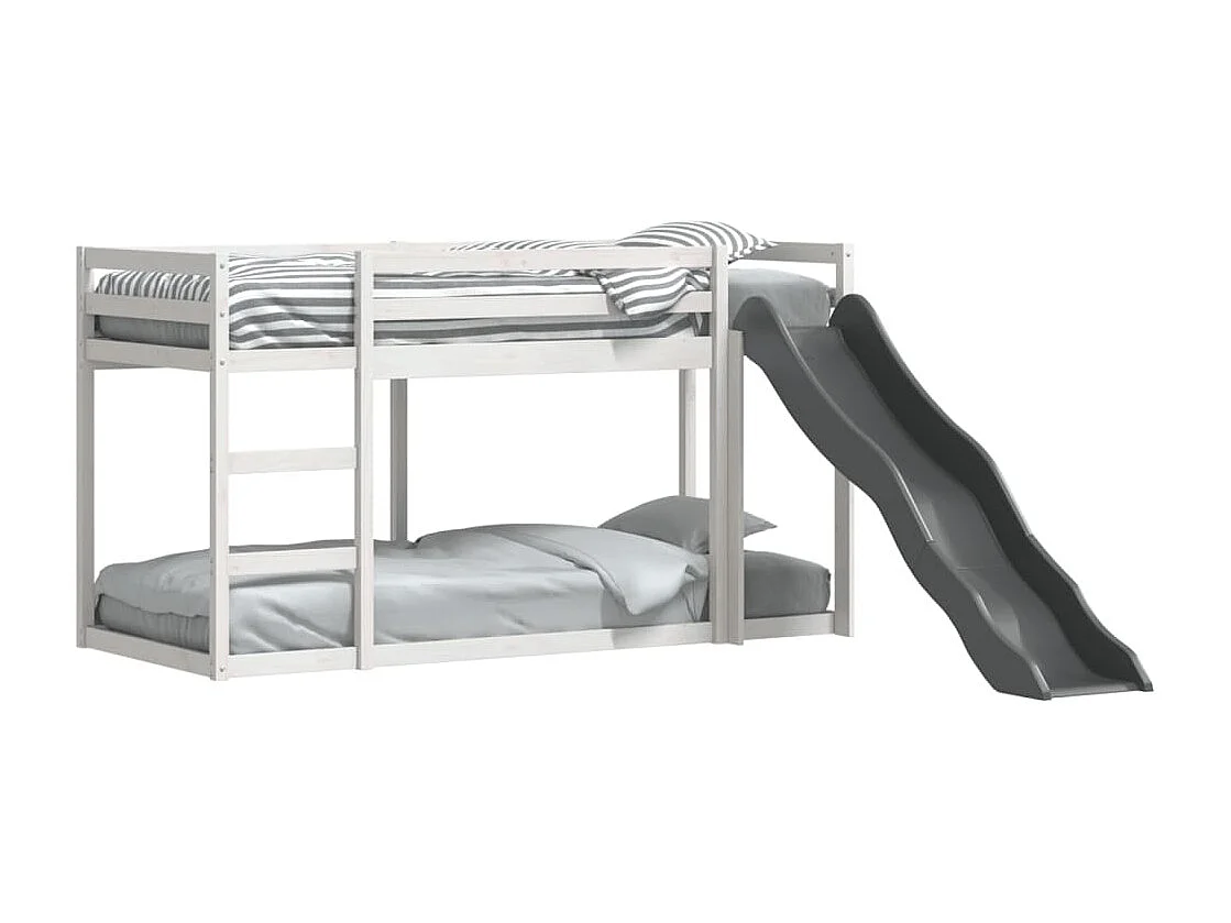 Lit superposé avec toboggan et échelle sans matelas 80x200 cm