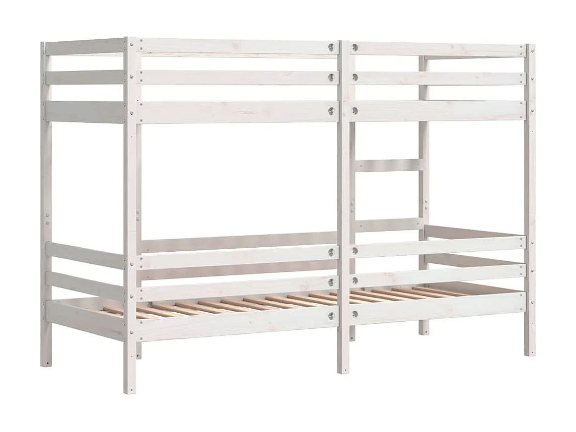 Letto a Castello Bianco 90x200 cm in Legno Massello di Pino