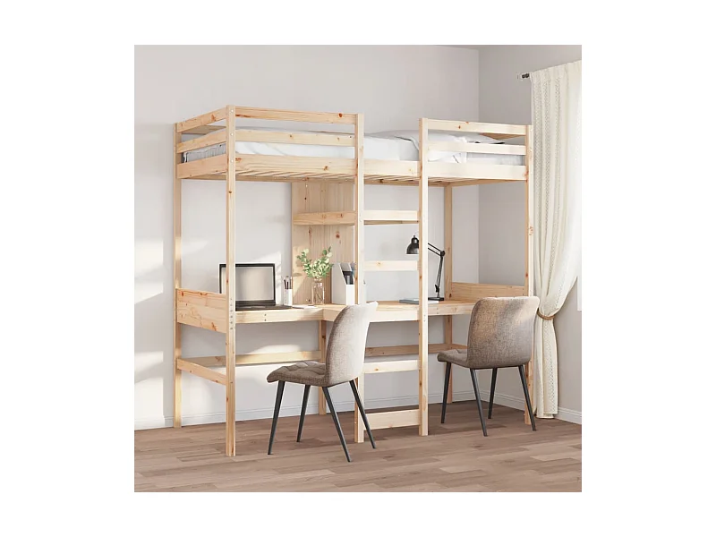 Cadre de lit superposé sans matelas 80x200cm bois massif de pin