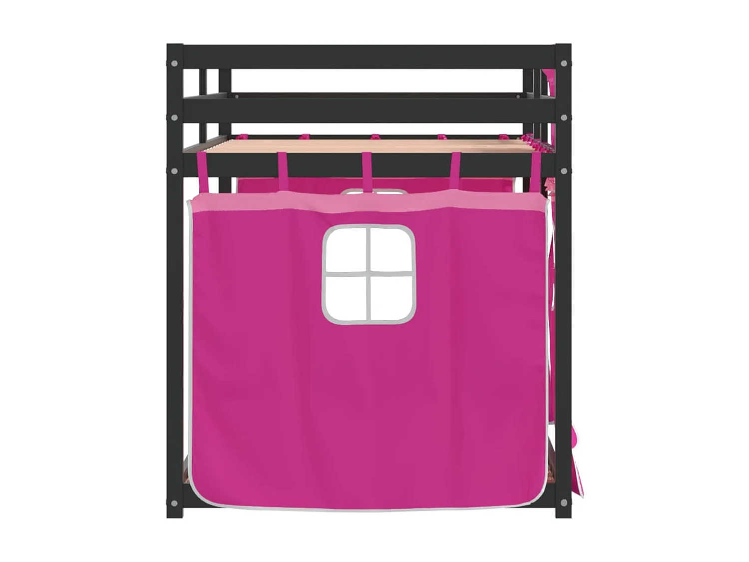 Litera con cortinas madera maciza de pino rosa 90x190 cm