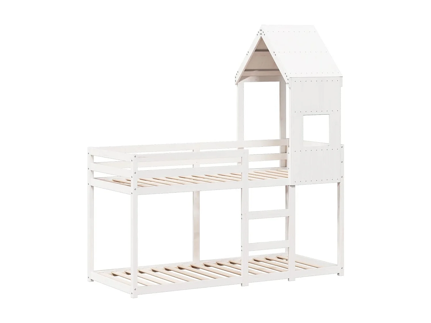 Letto a Castello con Tetto Bianco 75x190 cm Legno Massello Pino