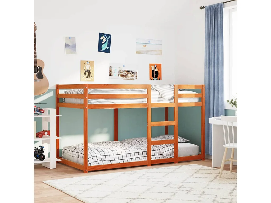 Lit superposé sans matelas cire marron 90x190 cm pin massif