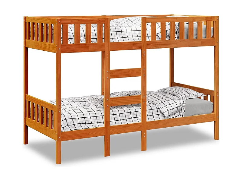 Letto a Castello Marrone Cera 90x200 cm in Legno di Pino