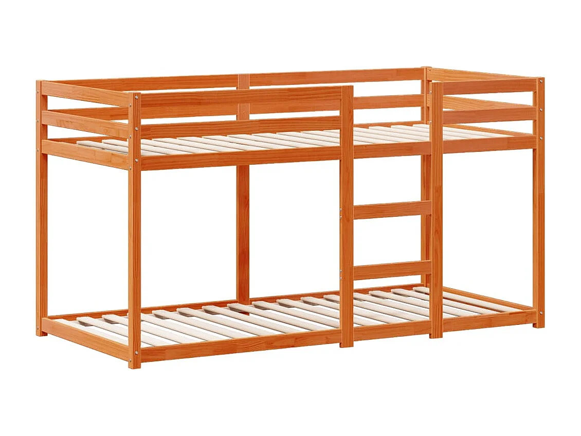 Cama litera con techo madera maciza pino marrón 90x200 cm