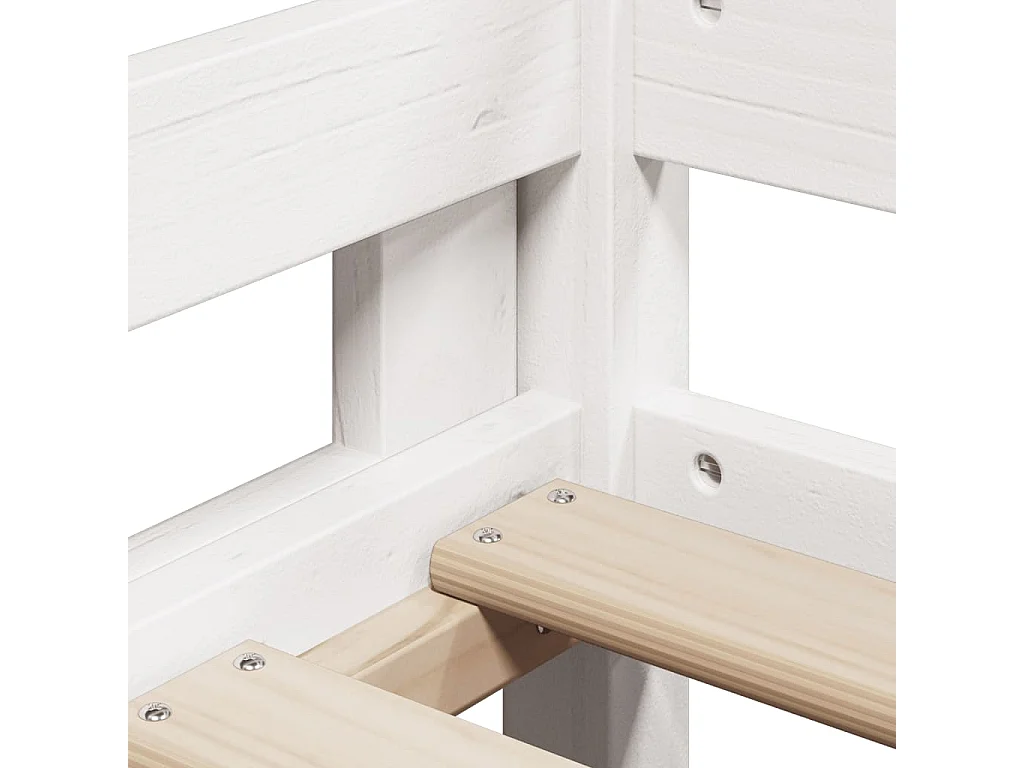 Letto Soppalco con Scala e Tetto Bianco 90x190 cm Massello Pino