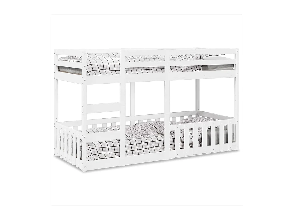 Letto a Castello Bianco 80x200 cm in Legno Massello di Pino