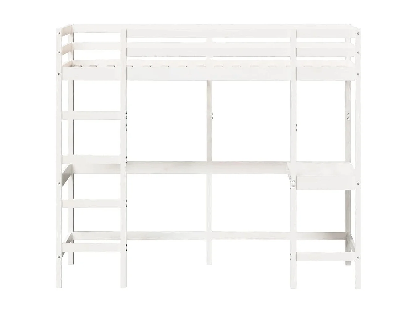 Cama alta con escritorio madera maciza pino blanca 80x200 cm