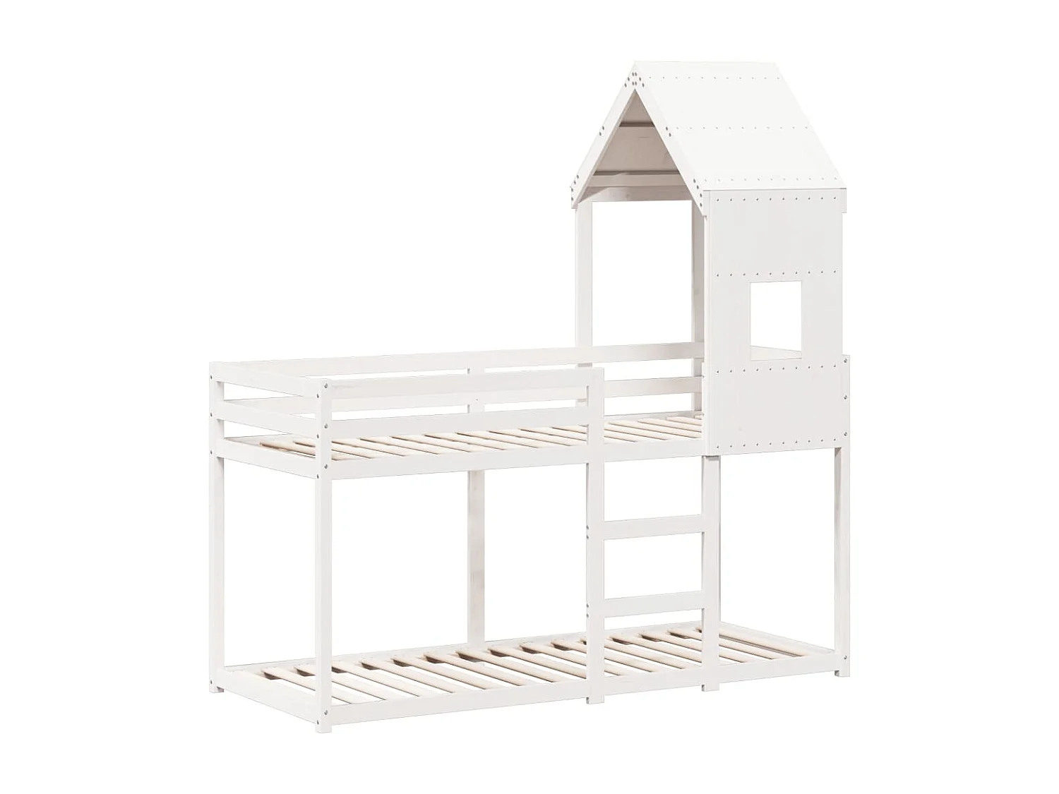 Cama litera con techo madera maciza de pino blanco 90x200 cm