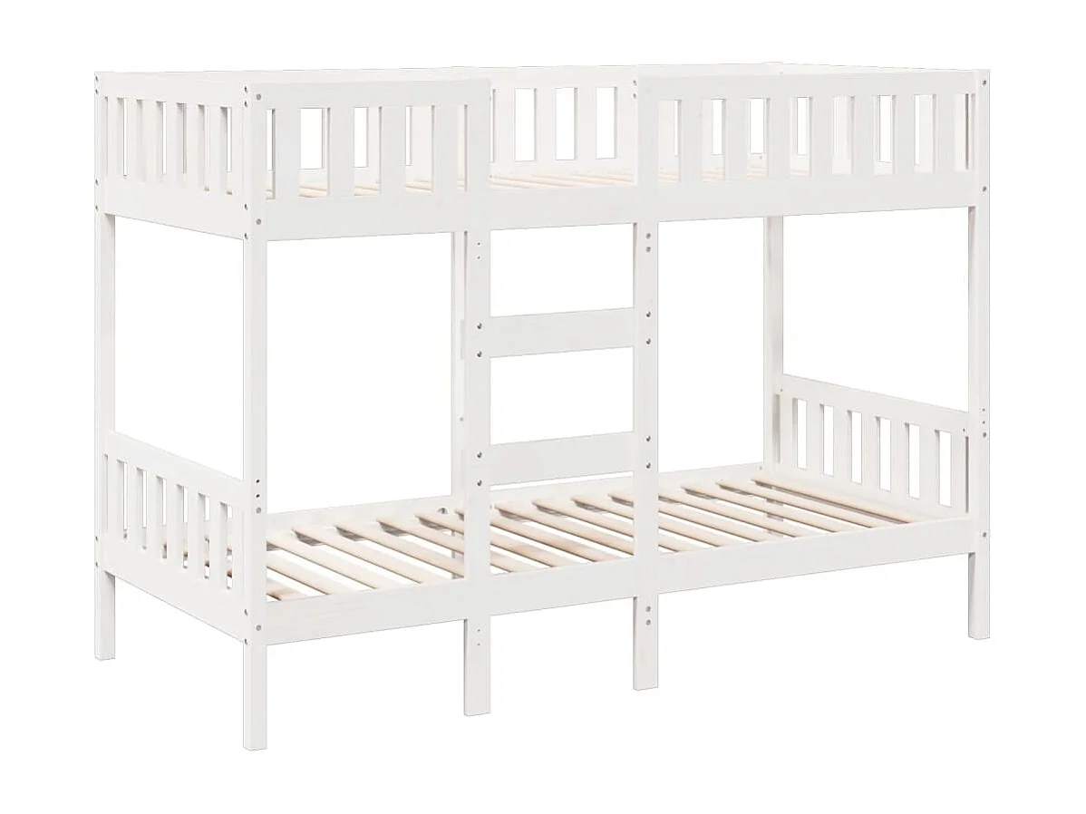 Letto a Castello Bianco 90x190 cm in Legno Massello di Pino