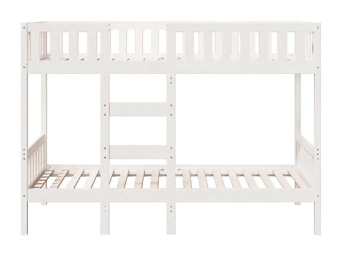 Letto a Castello Bianco 90x190 cm in Legno Massello di Pino