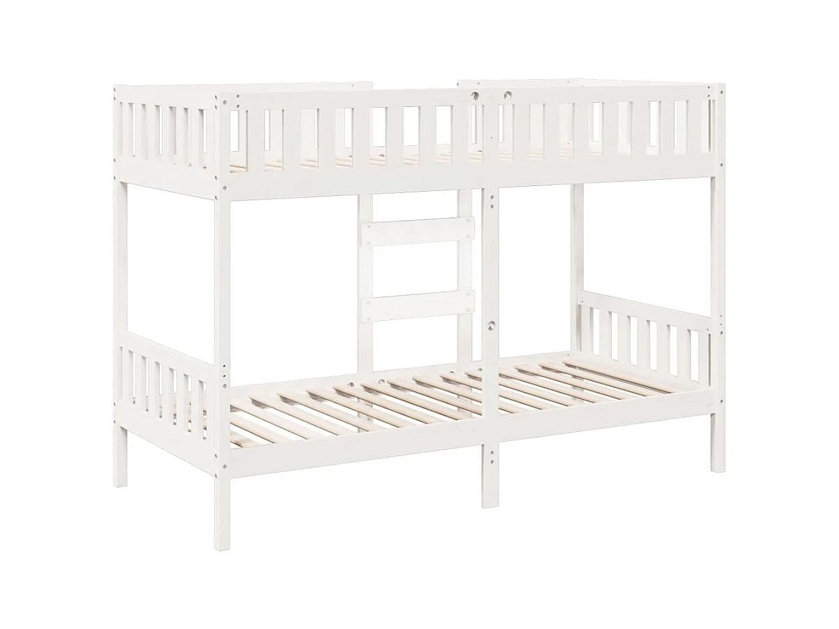 Letto a Castello Bianco 90x190 cm in Legno Massello di Pino