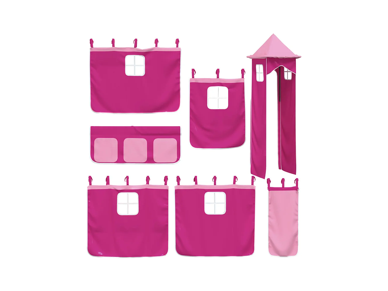 Etagenbett mit Rutsche und Gardinen Rosa 90x200 cm
