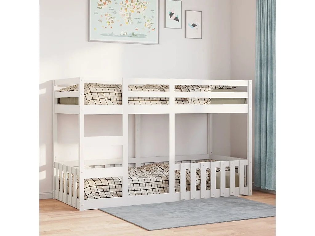 Lit superposé Blanc 90x190 cm Bois de pin massif