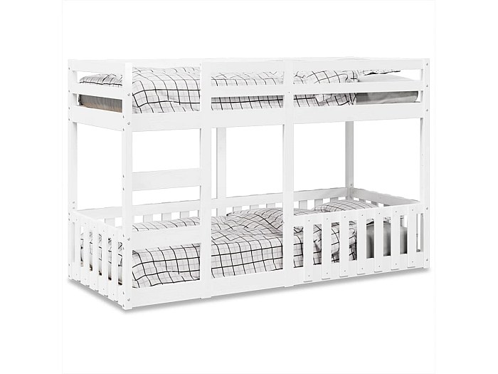 Letto A Castello In Legno Massello Di Pino 90x190 Cm - Per Bambini E Adulti, Struttura Sicura Con Sponde - Foto 8