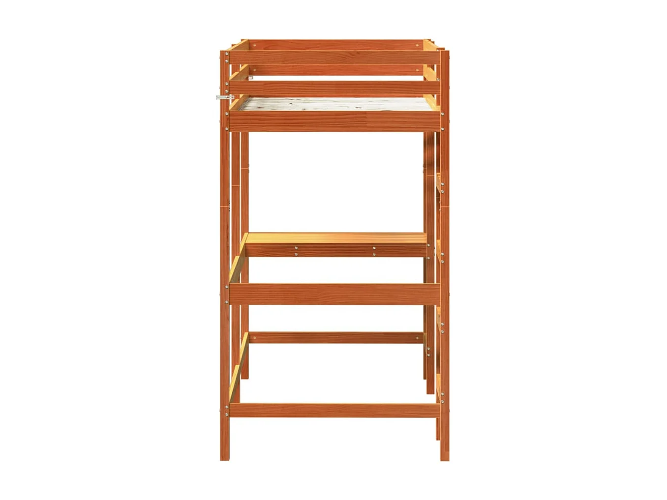 Hochbett mit Schreibtisch Wachsbraun 100x200 cm Massivholz