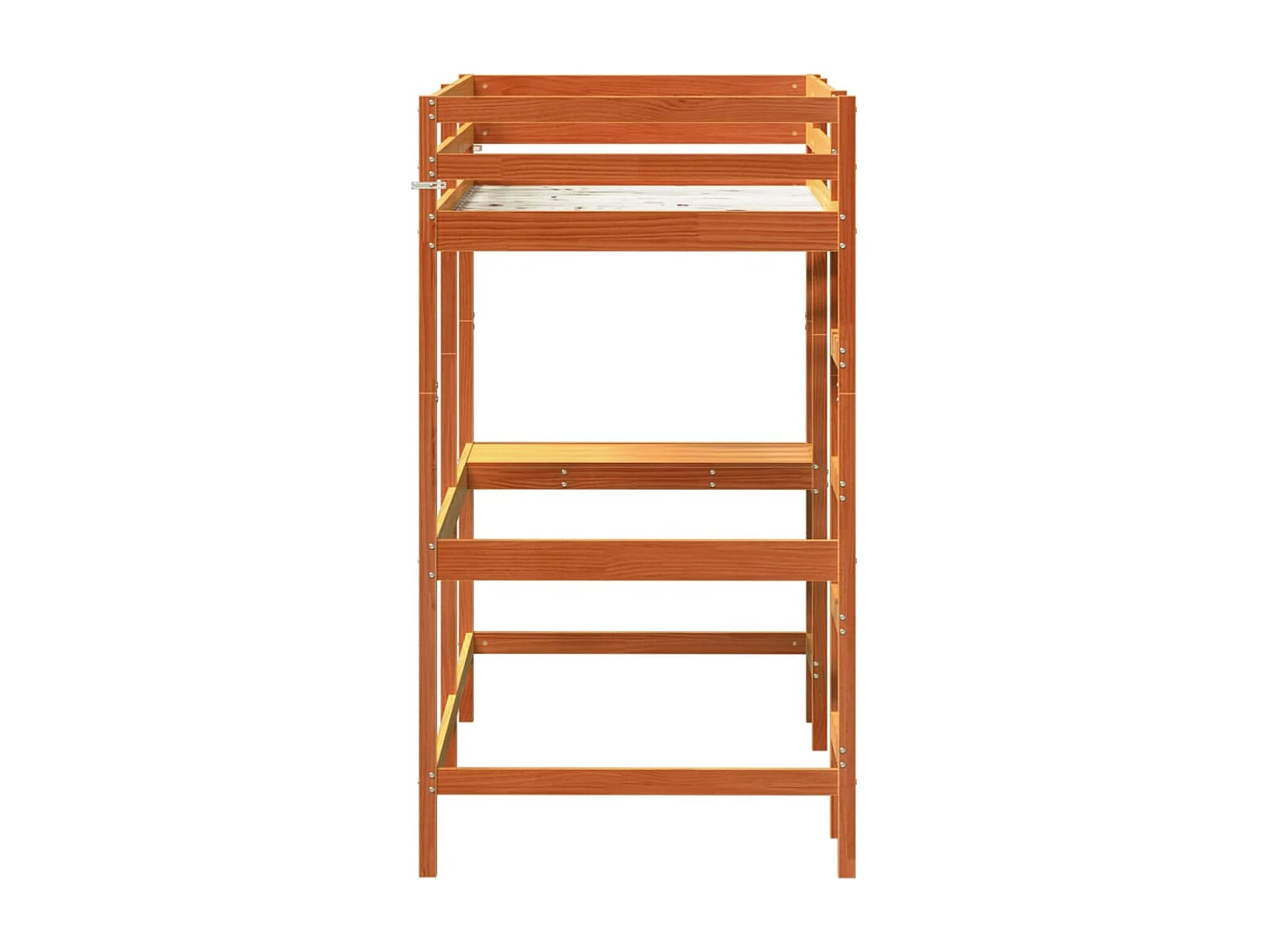 Hochbett mit Schreibtisch Wachsbraun 100x200 cm Massivholz