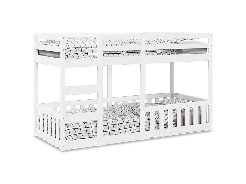 Letto a Castello Bianco 90x200 cm in Legno Massello di Pino