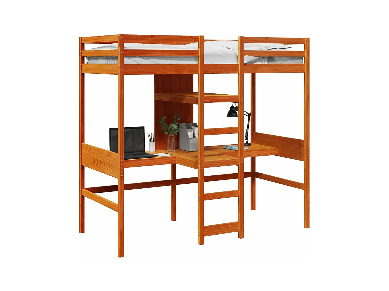 Giroletto Soppalco senza Materasso Marrone Cera 90x190cm Pino