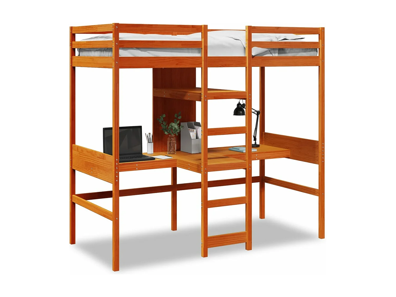 Giroletto Soppalco senza Materasso Marrone Cera 90x190cm Pino