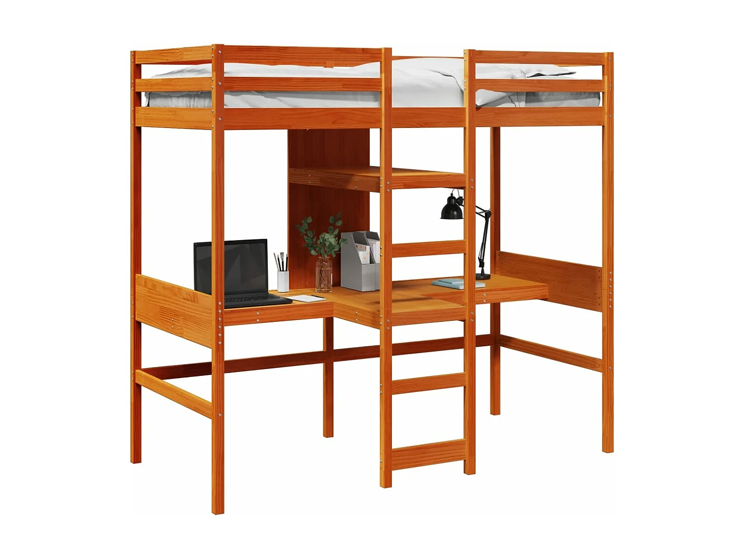 Giroletto Soppalco senza Materasso Marrone Cera 90x190cm Pino