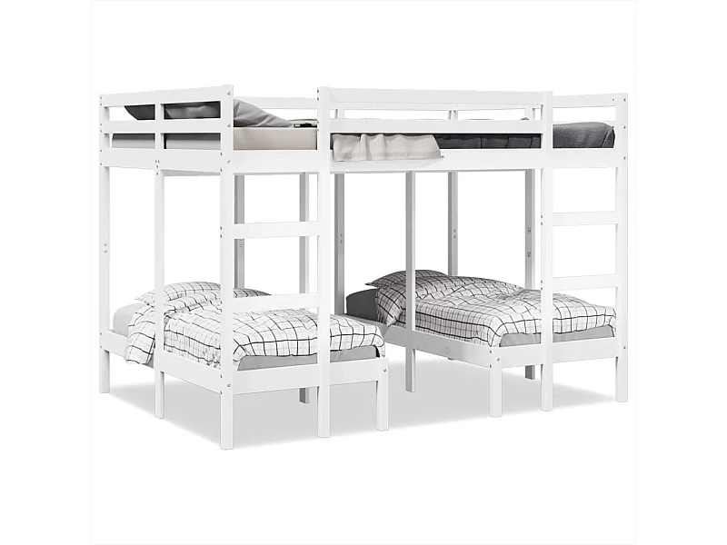 Lit superposé triple blanc 140x200/70x140 cm bois de pin massif
