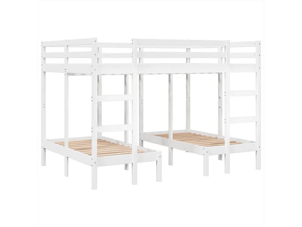 Lit superposé triple blanc 140x200/70x140 cm bois de pin massif