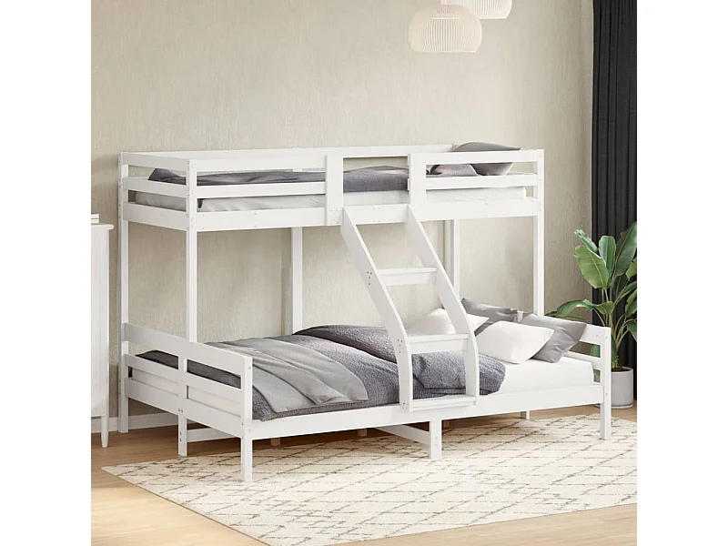 Lit superposé sans matelas 90x200/140x200 cm blanc bois massif