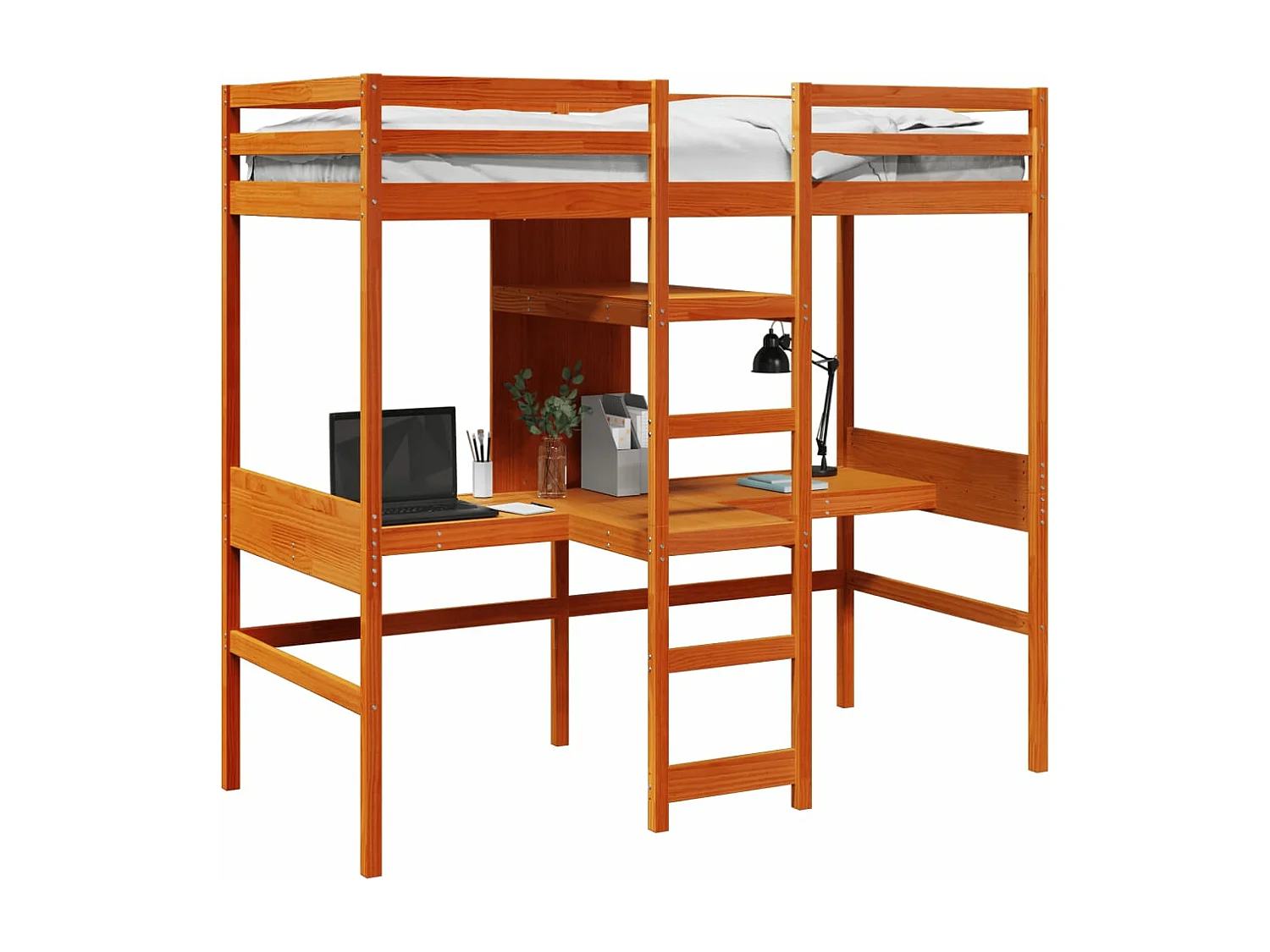 Giroletto Soppalco senza Materasso Marrone Cera 80x200cm Pino