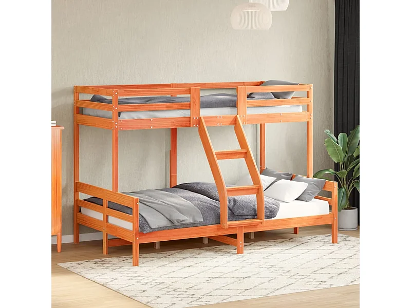 Letto a Castello 90x200/120x200 cm Marrone Cera Massello Pino