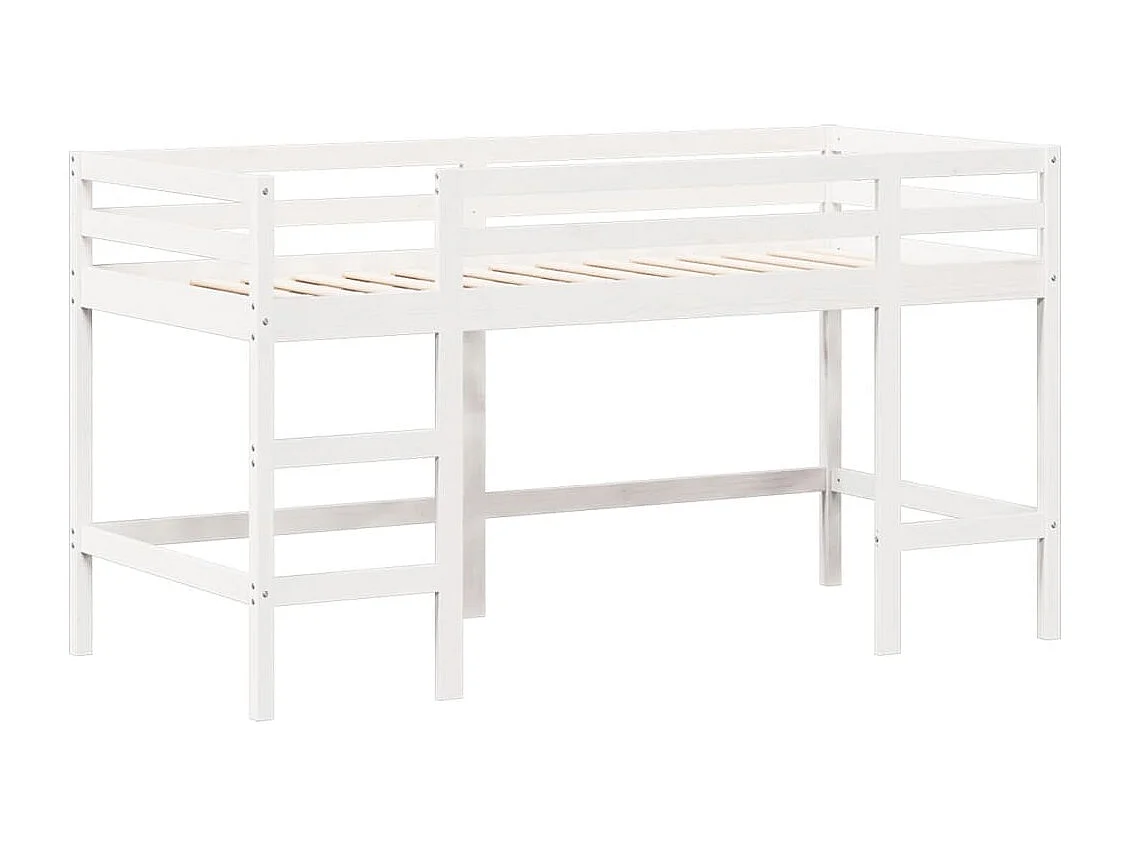 Cama alta c/ escada e telhado 90x190 cm pinho maciço branco
