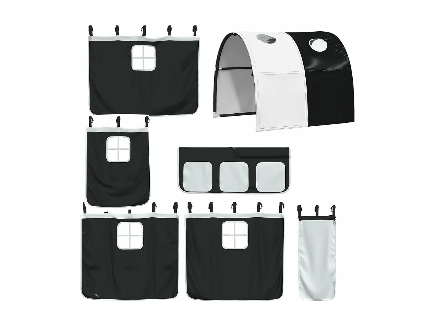 Lit superposé sans matelas avec toboggan blanc noir 90x190 cm