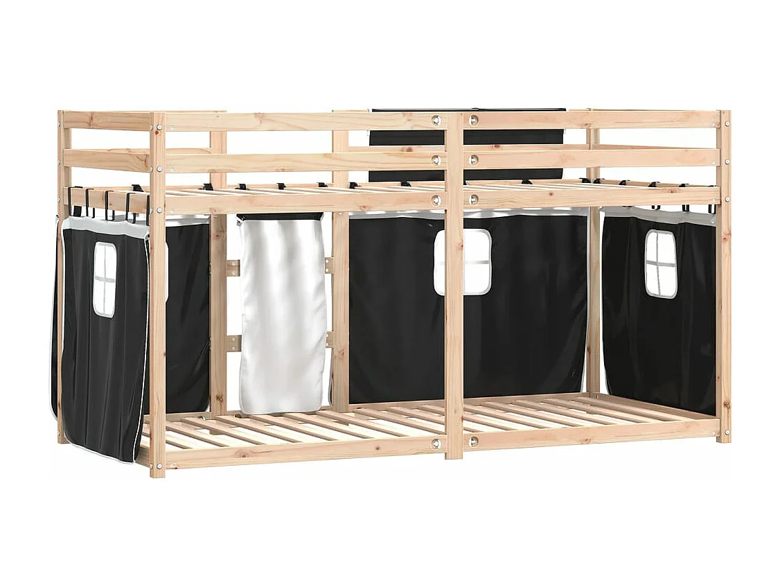 Letto a Castello senza Materasso Bianco e Nero 90x190cm in Pino