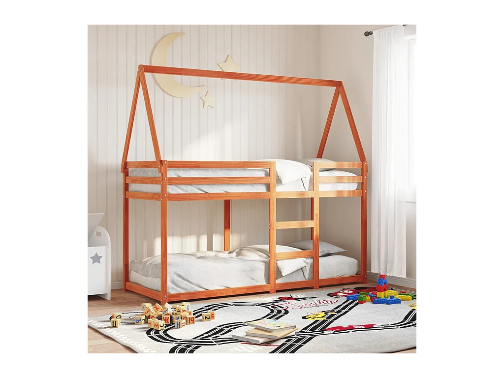 Lit superposé sans matelas cire marron 90x200 cm pin massif