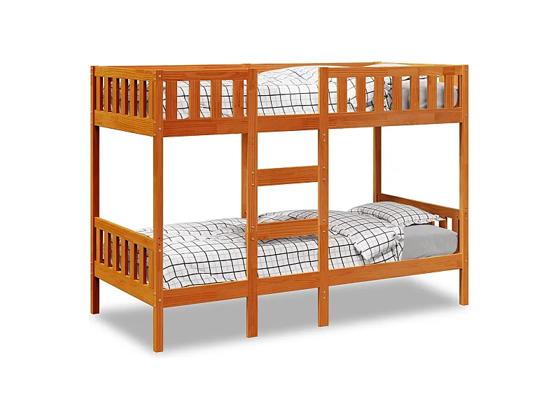 Letto a Castello Marrone Cera 90x190 cm in Legno di Pino