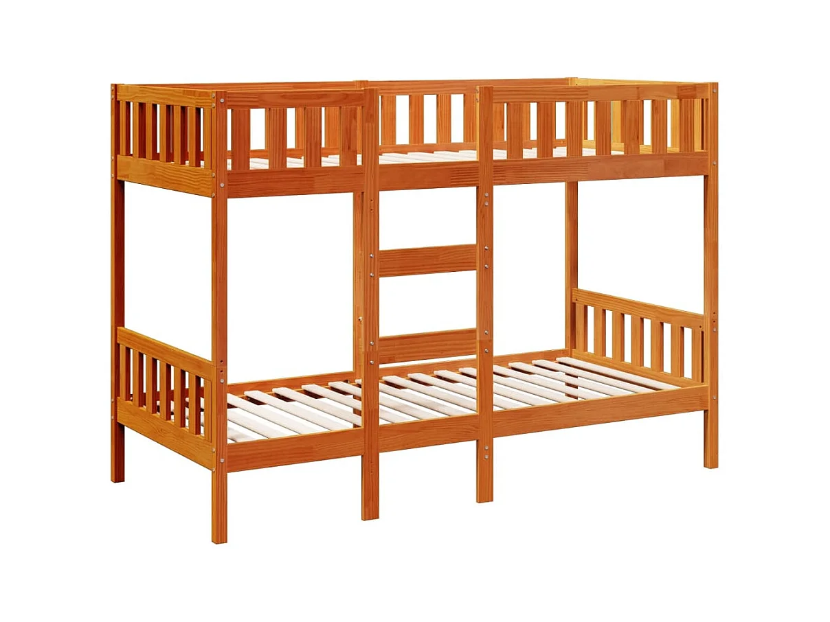 Letto a Castello Marrone Cera 90x190 cm in Legno di Pino