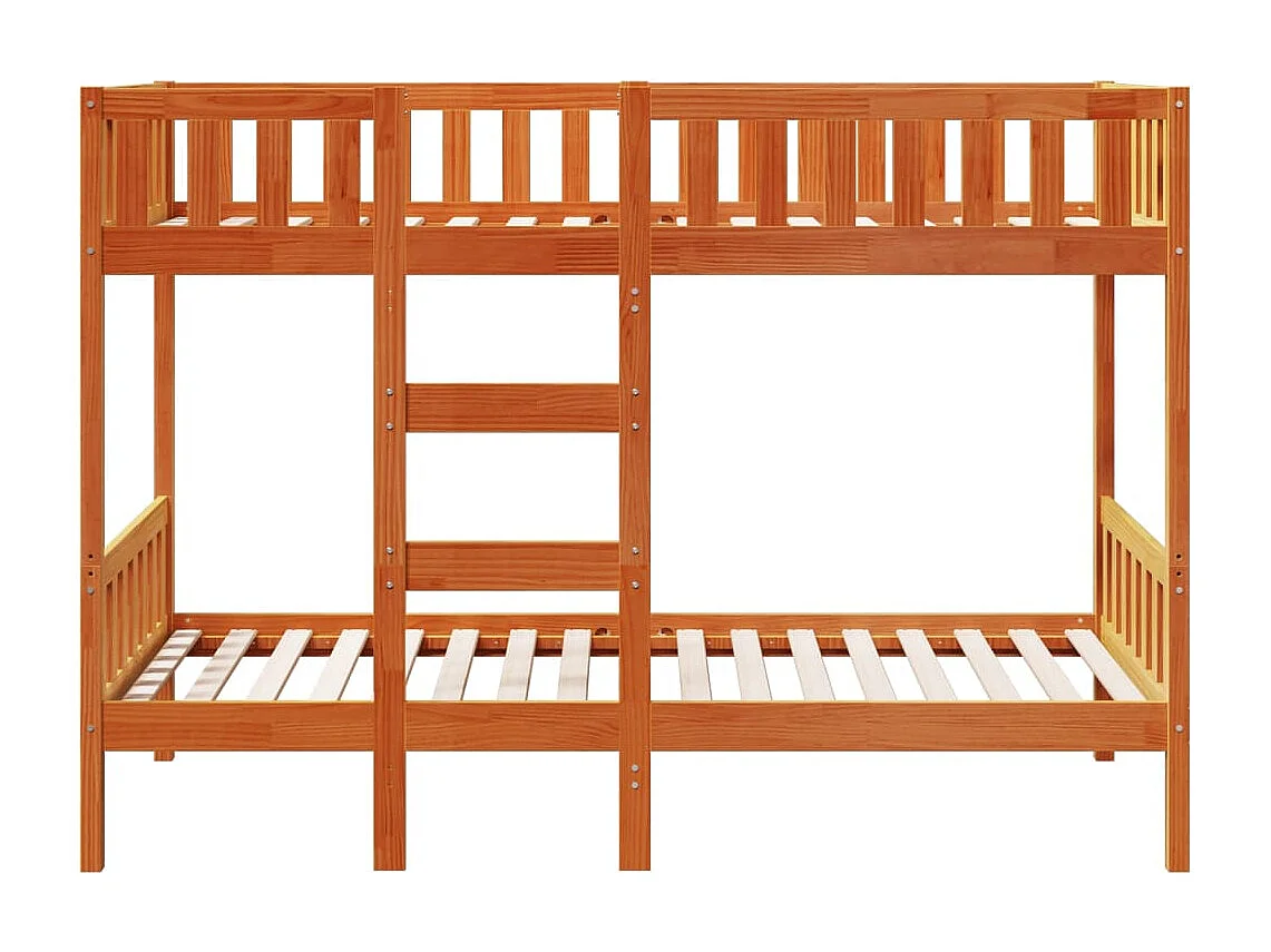 Letto a Castello Marrone Cera 90x190 cm in Legno di Pino