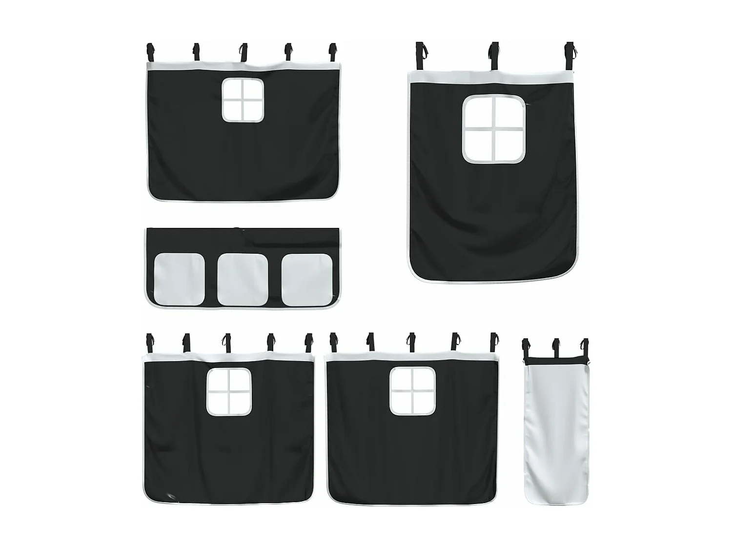 Litera con tobogán y cortinas blanco y negro 90x200 cm