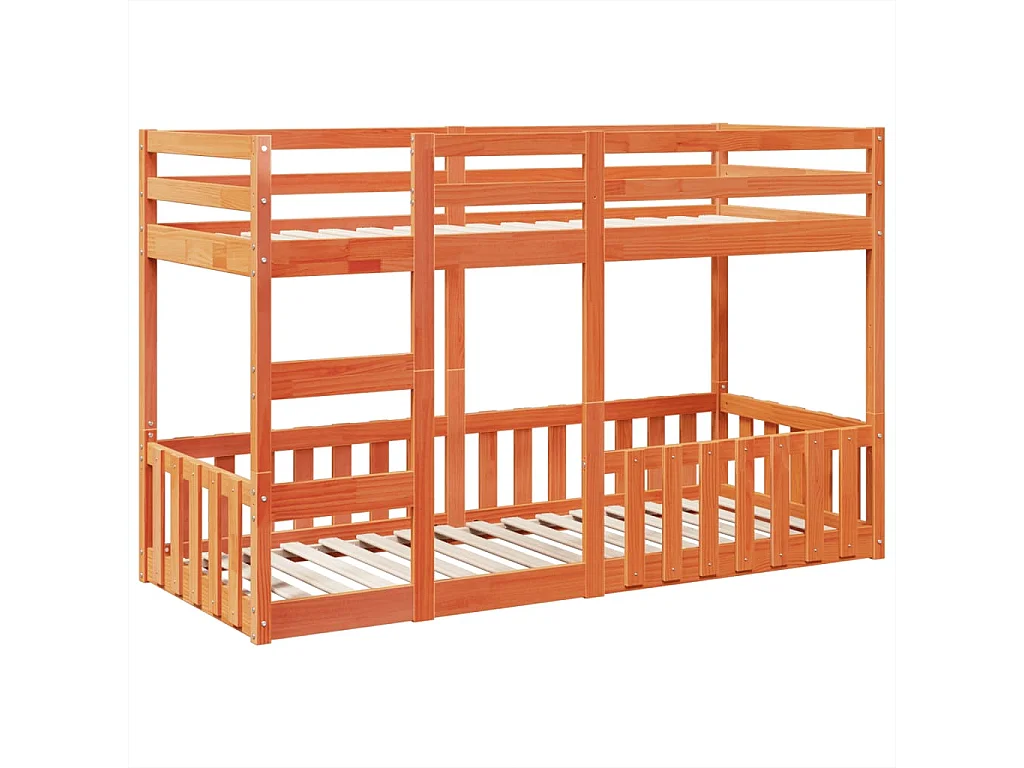 Litera de madera maciza de pino marrón cera 75x190 cm