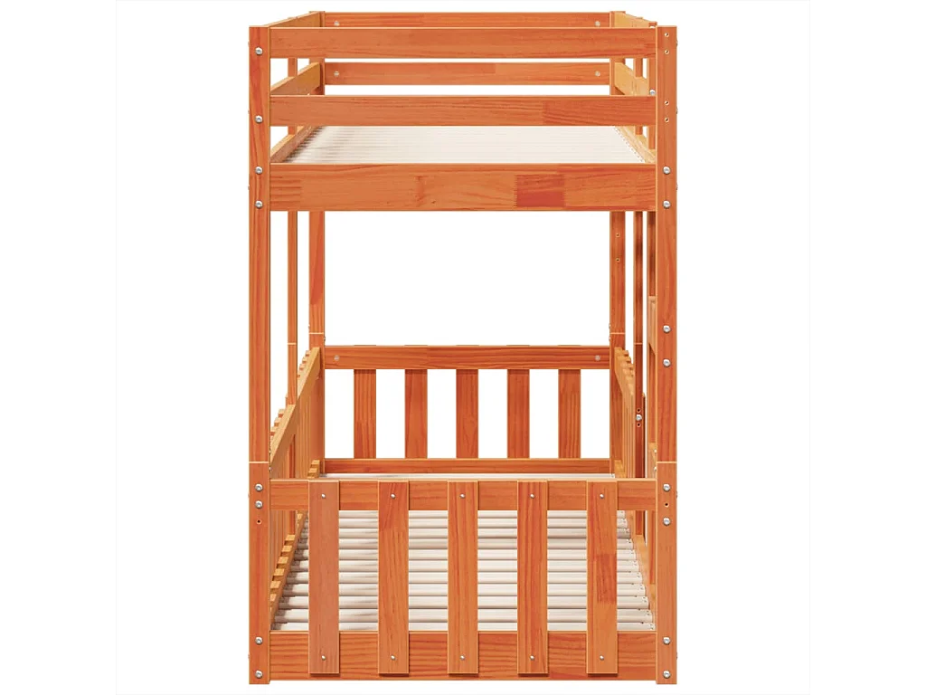 Litera de madera maciza de pino marrón cera 75x190 cm