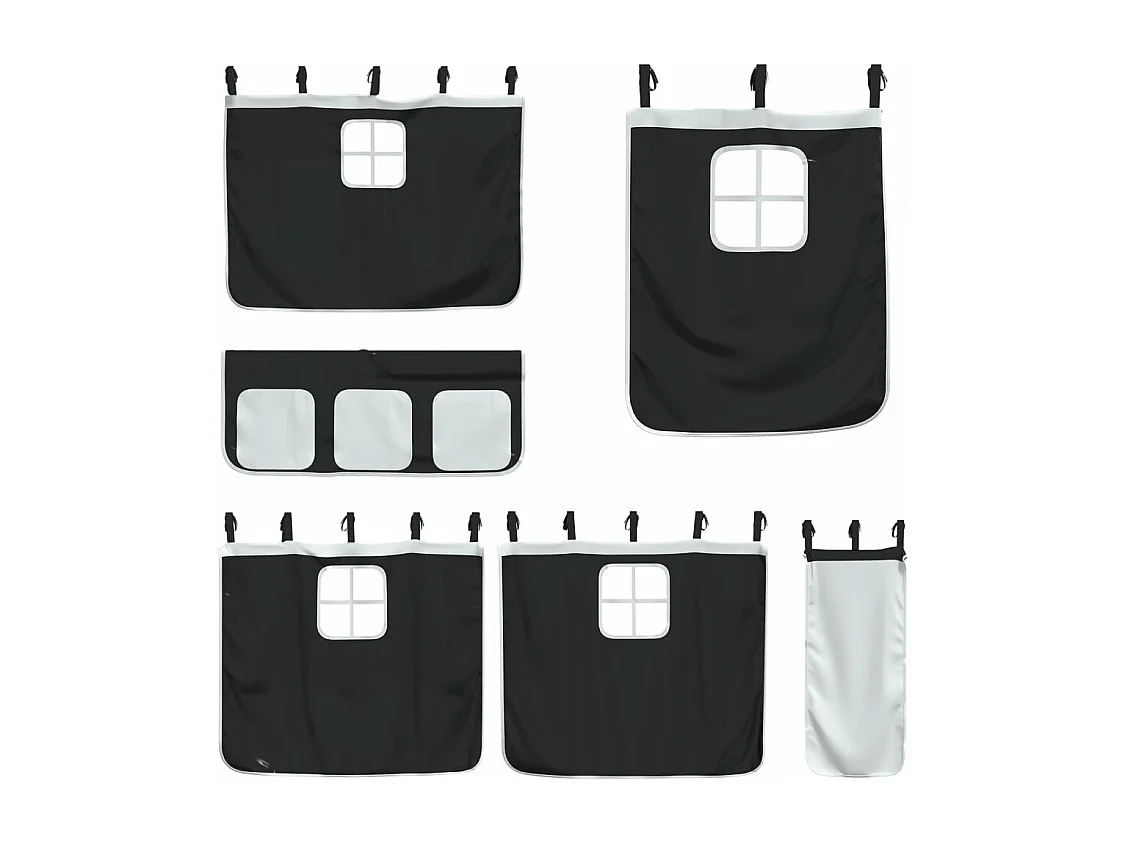 Lit superposé sans matelas avec toboggan blanc noir 90x200 cm