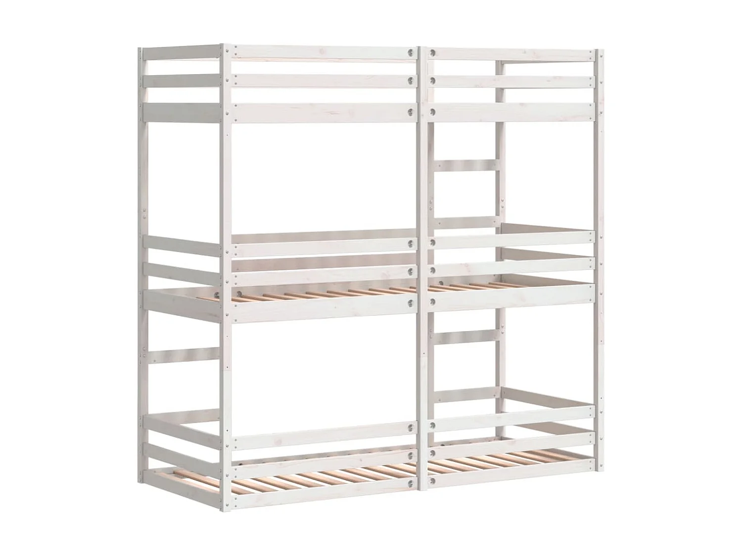 Letto a Castello Triplo Bianco 90x190 cm Legno Massello di Pino