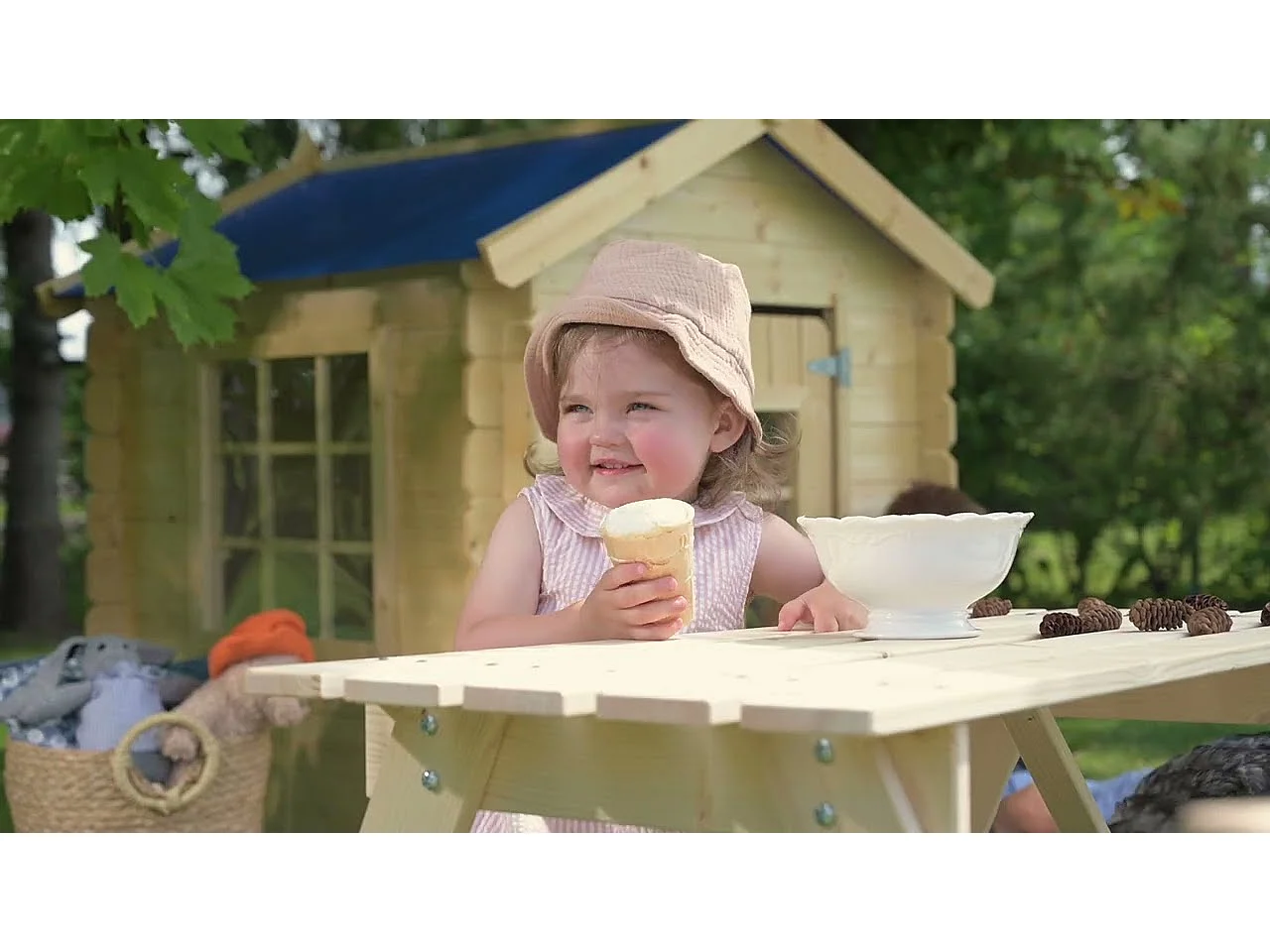 Tavolo da picnic per bambini in legno - L90xL90xA50 cm - M018-1