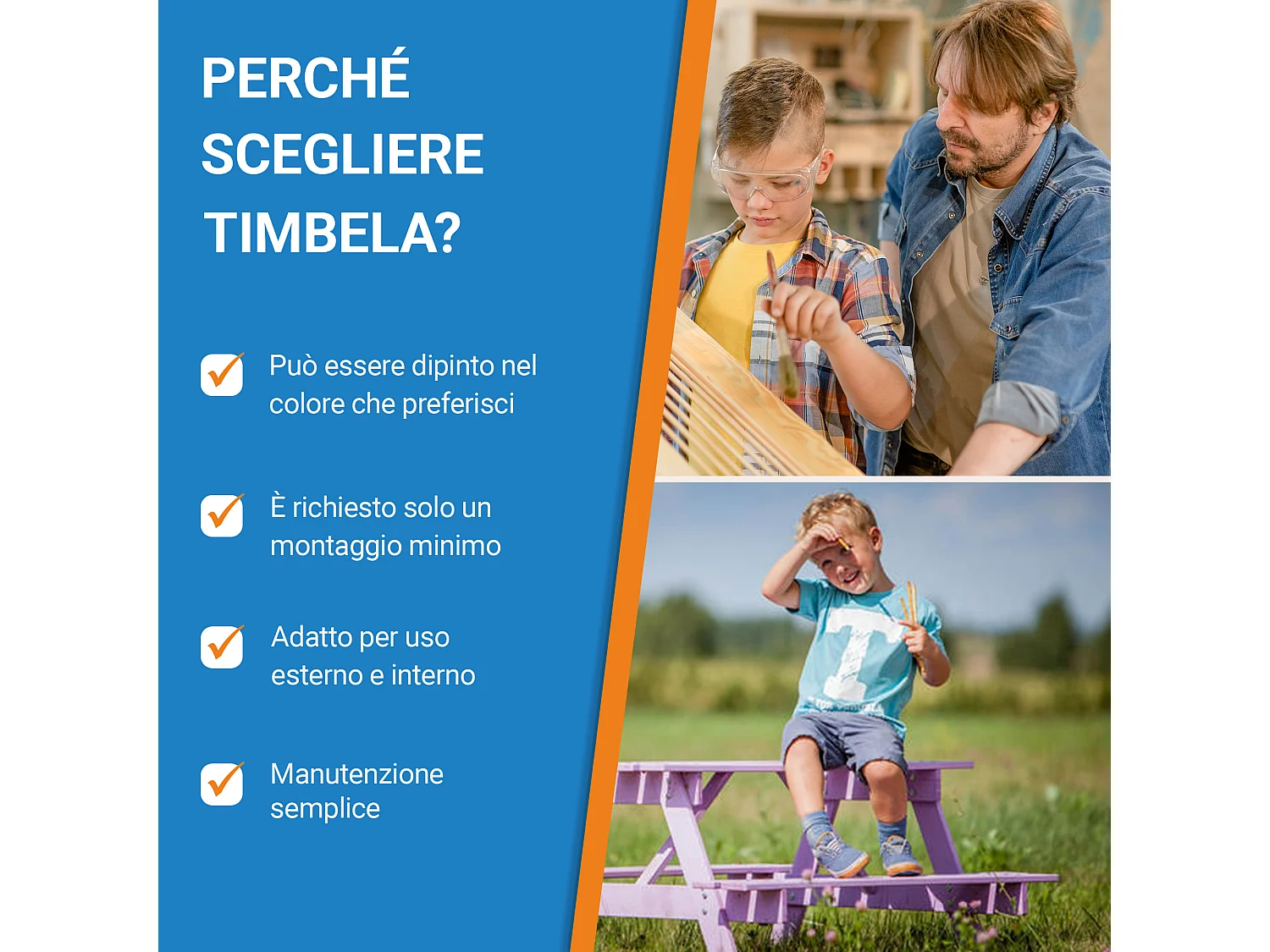 Table enfant en bois - 90x90xH50 cm - M018-1