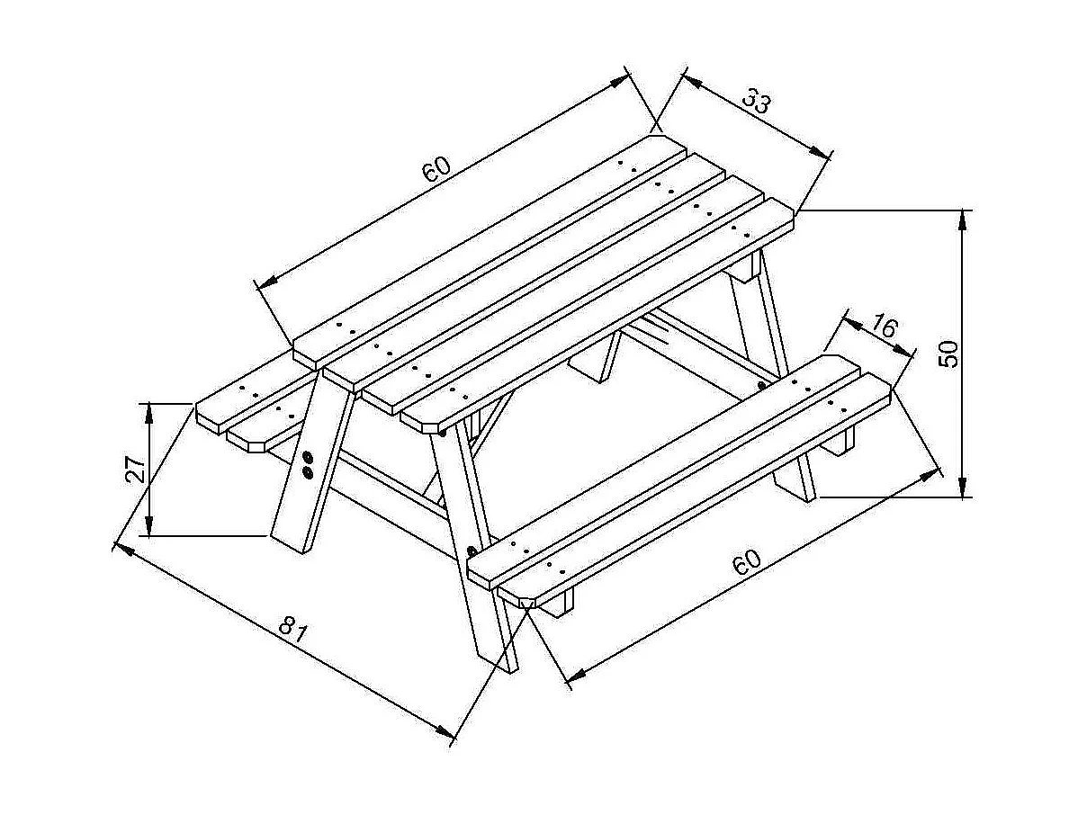 Timbela M012-1 Mesa de madeira para crianças