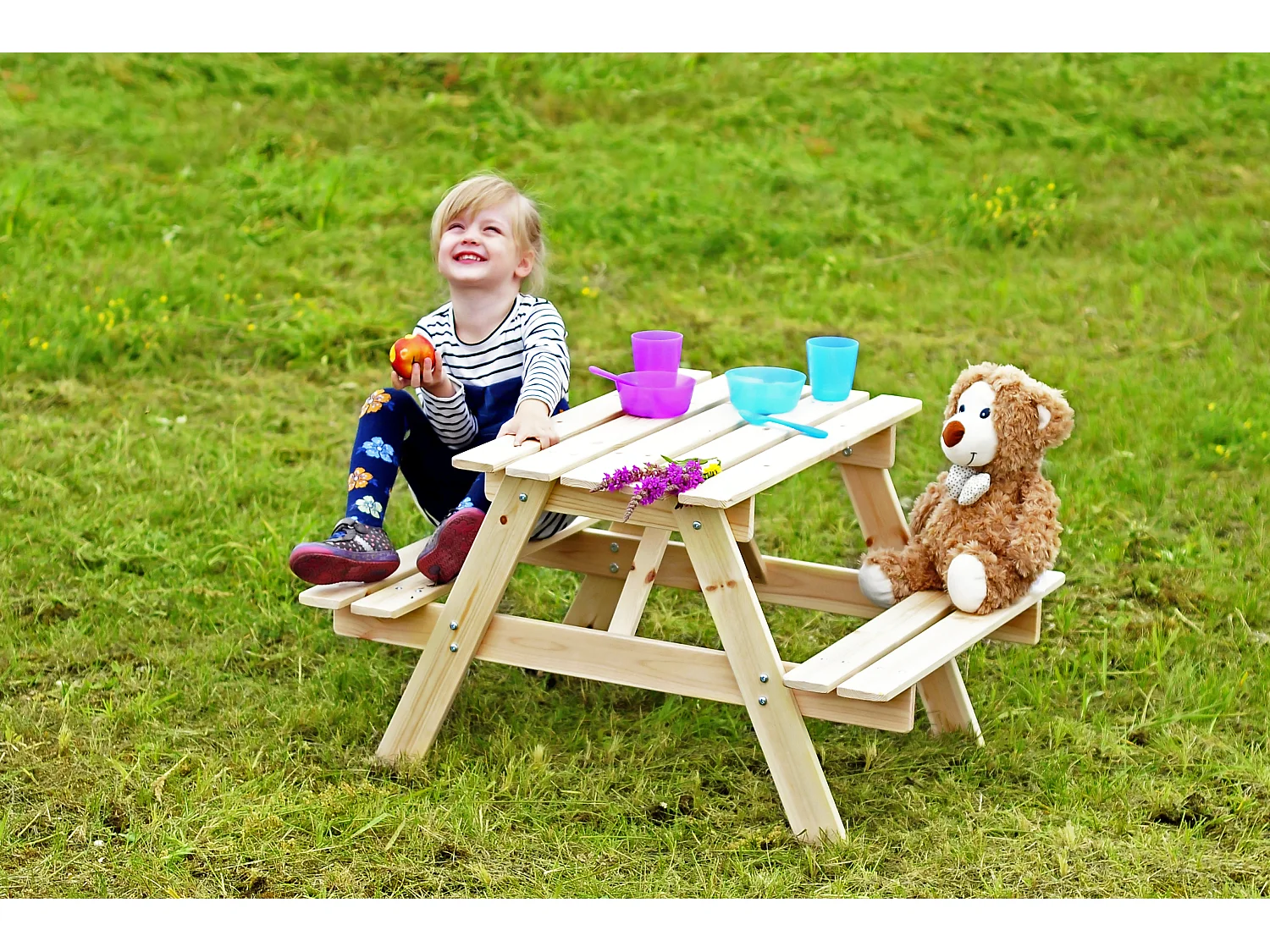 Tavolo da picnic per bambini in legno - L81xL60xA50 cm - M012-1